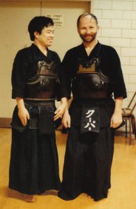 With my Kendo teacher, Dr. Joji Atone.